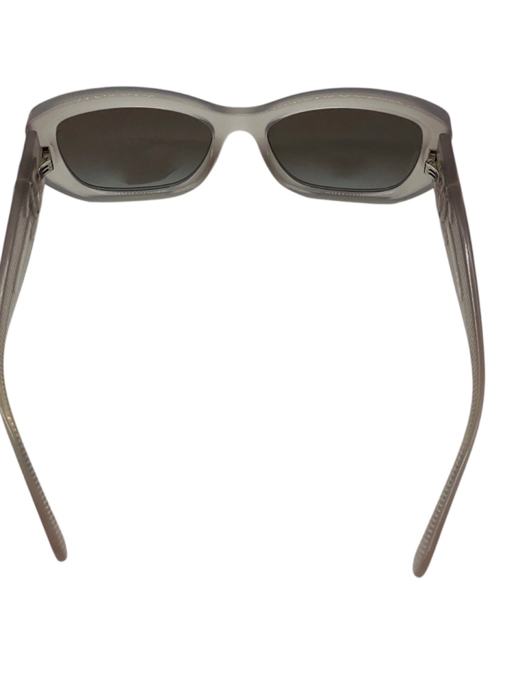 CHANEL MILKY GREY / SILVER CC LOGO FROSTED RECTANGULAR ACETATE SUNGLASSES - Picture 4 of 9